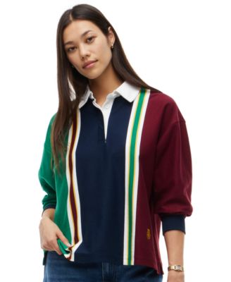 Tommy Hilfiger женский свитер-поло с длинным рукавом и полосатым рисунком, коллекция American Icons
