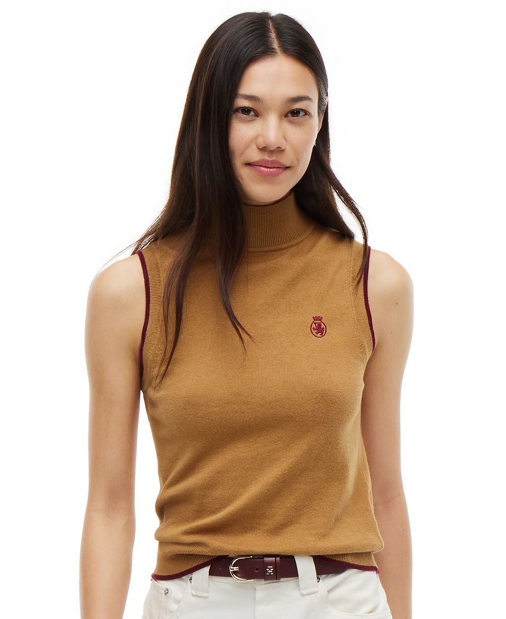 Tommy Hilfiger Women's American Icons Sleeveless Turtleneck Cotton/Cashmere-Blend Vest, Macy's Exclusive