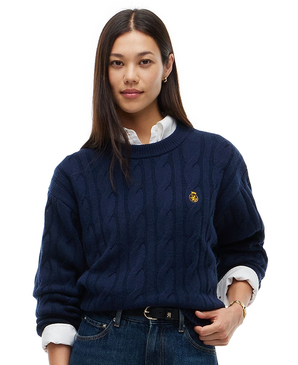 Tommy Hilfiger женский свитер с круглым вырезом и косичками, коллекция American Icons