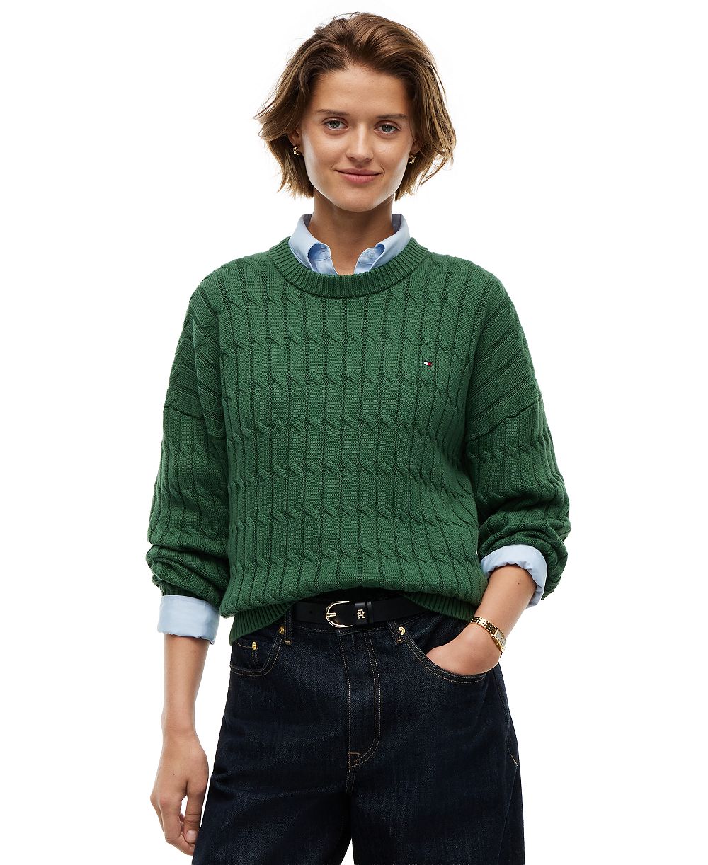 Tommy Hilfiger Women's Cable-Knit Crewneck Sweater
