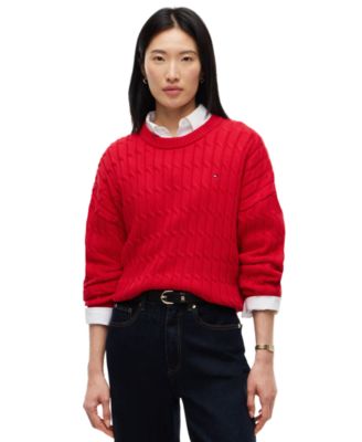 Tommy Hilfiger Женский свитер с круглым вырезом и косичкой