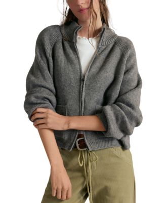 Free People Women's Mock-Neck Zip-Front Cardigan Sweater