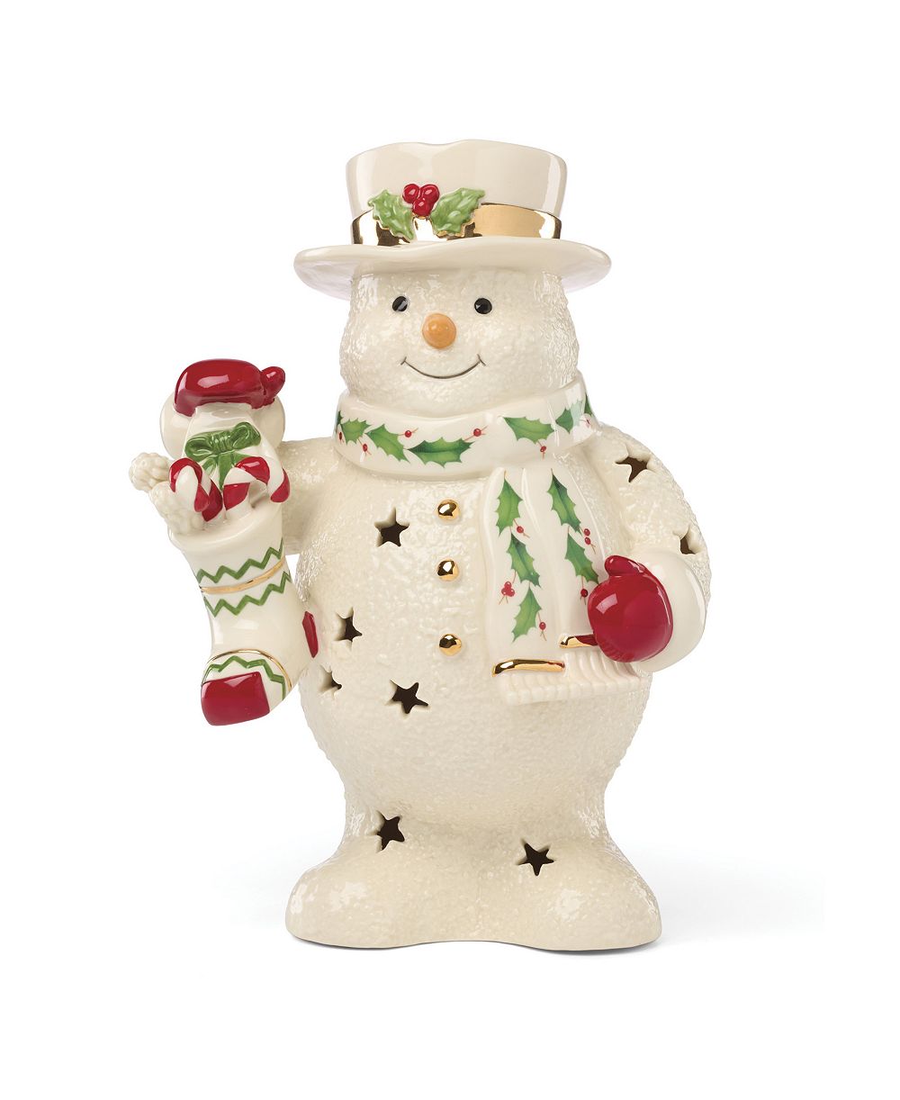 Фигурка Lenox Happy Holly Days Snowman & Stocking с подсветкой