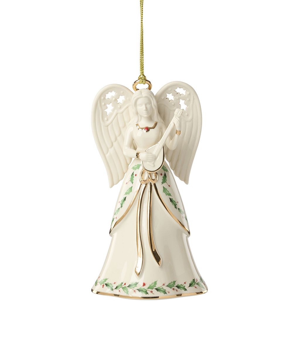 Lenox Holiday Angel Bell with Mandolin Ornament
