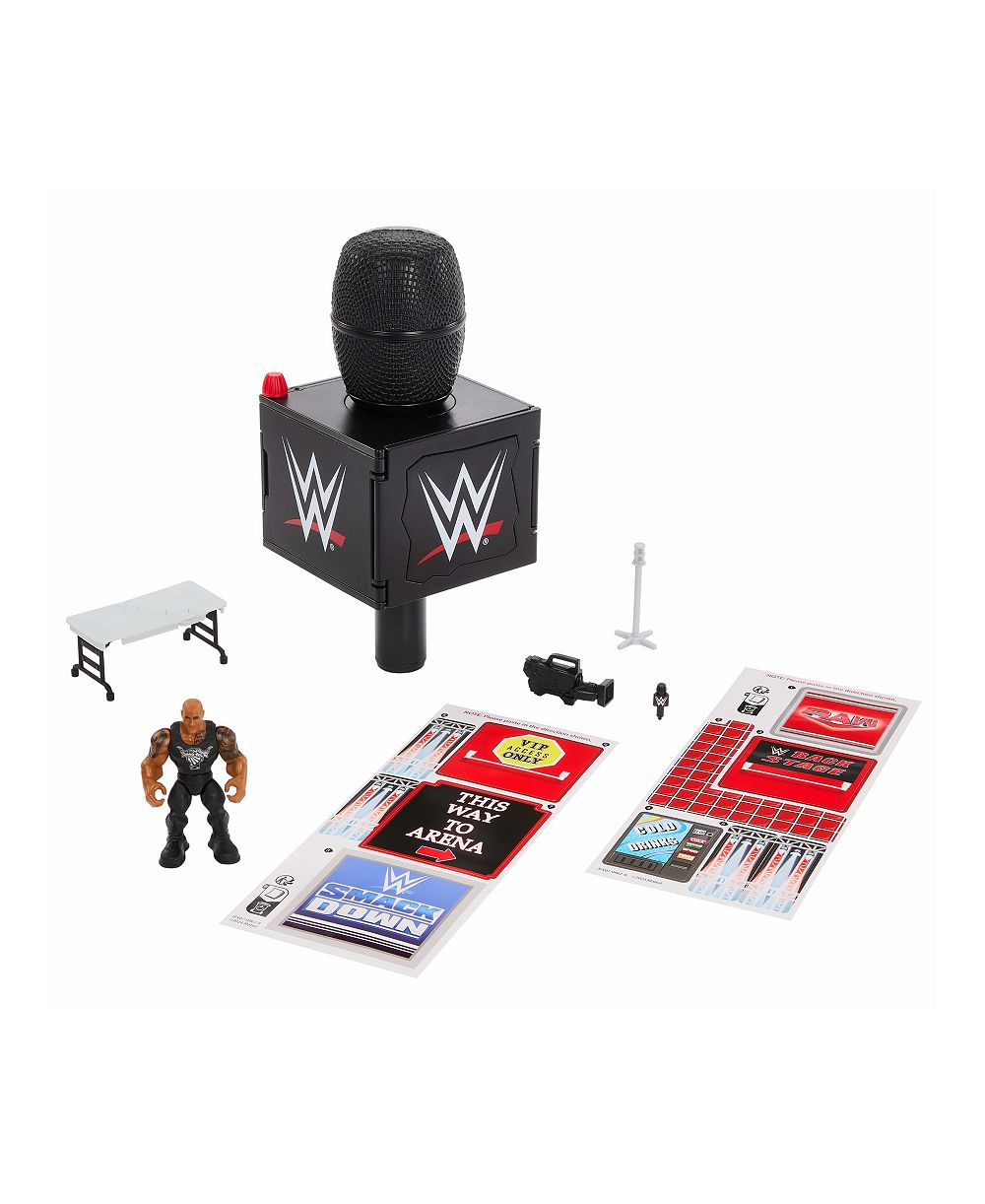 WWE The Rock Knuckle Crunchers Final Boss 2-in-1 Microphone Playset with Action Figure and 2 Accessories, Ages 6+