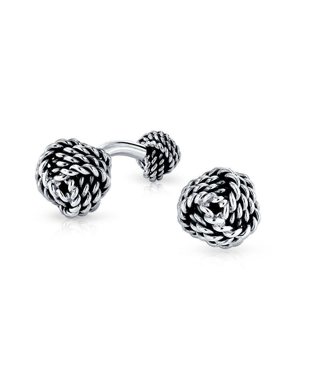Bling Jewelry Solid Double Sided Twisted Love Knot Cufflinks for Dad Groomsmen .925 Sterling Silver Gift