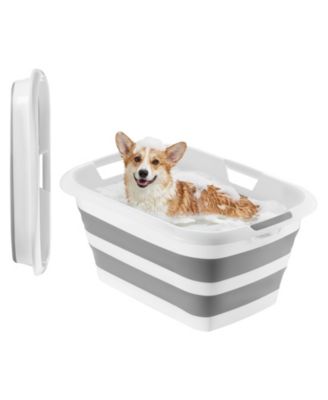 COZITO Collapsible Dog Bathtub Pet Bathing Grooming Wash Station with Drainage Hole