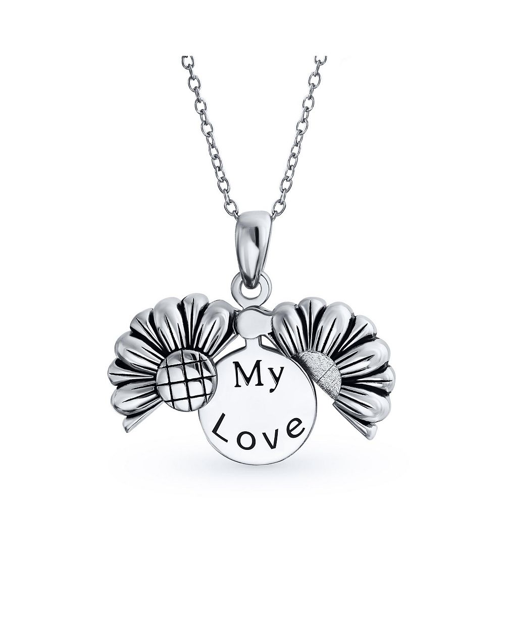 Bling Jewelry кулон-локет в виде подсолнуха из стерлингового серебра с надписью "My Love"