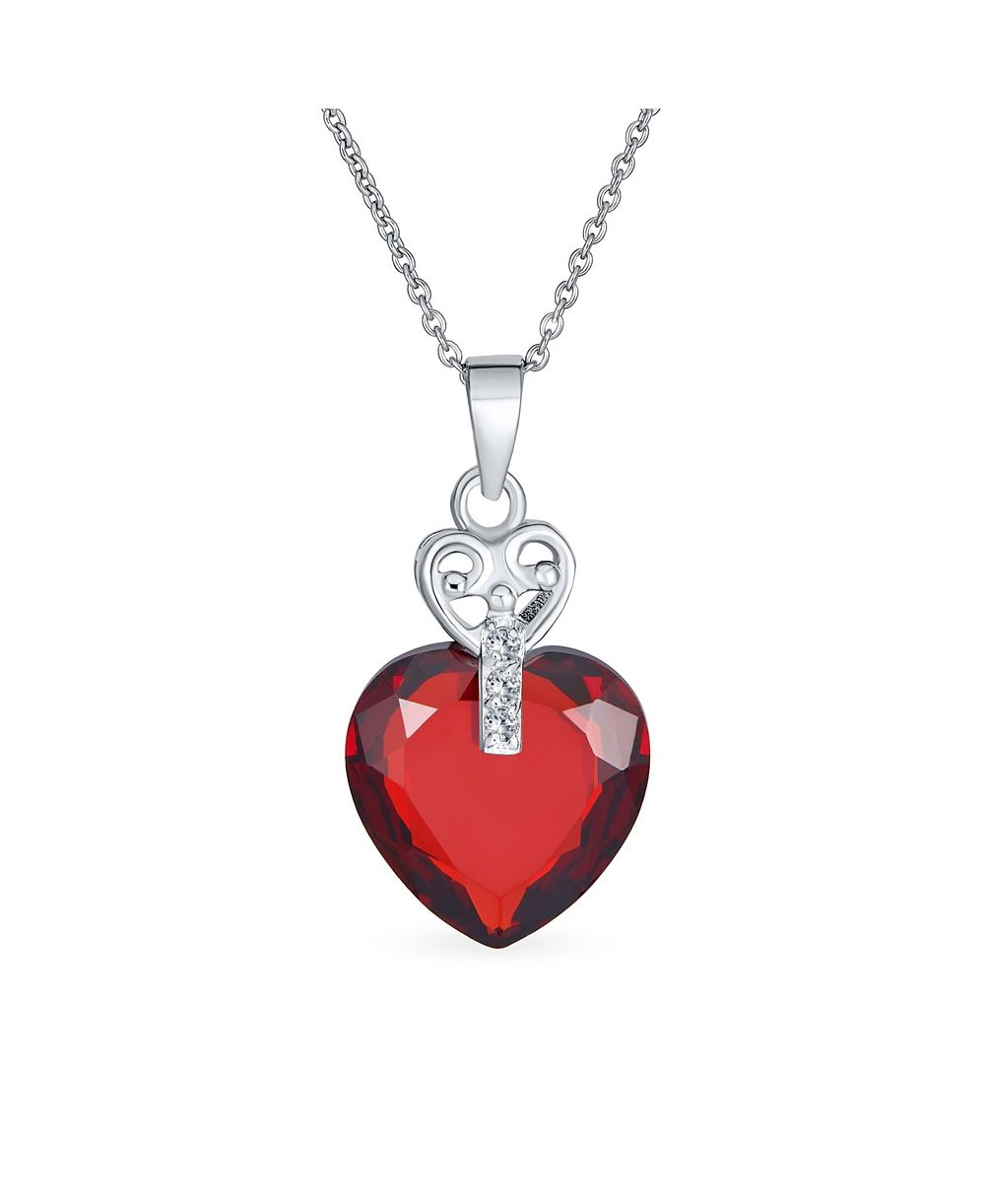 Подвеска-кулон Bling Jewelry Key to Her Heart с крупным сердцем из фианитов и стерлингового серебра