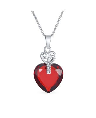 Подвеска-кулон Bling Jewelry Key to Her Heart с крупным сердцем из фианитов и стерлингового серебра