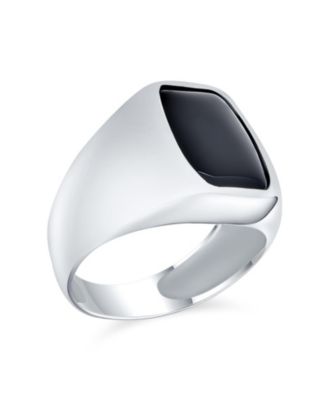 Bling Jewelry Classic Traditional Black Onyx Long Rectangle Signet Ring Sterling