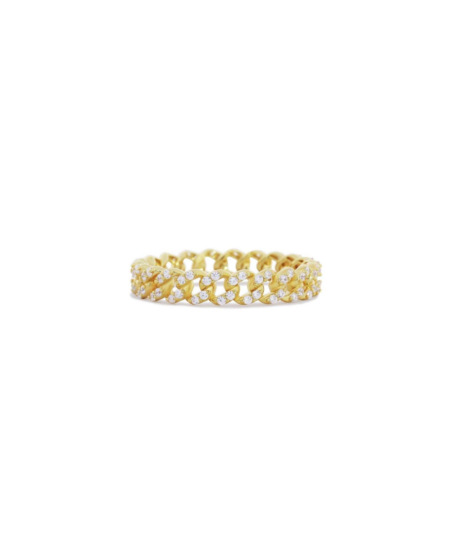 The Lovery CZ Curb Link Ring 14K Gold Plated Sterling Silver