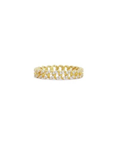 The Lovery CZ Curb Link Ring 14K Gold Plated Sterling Silver