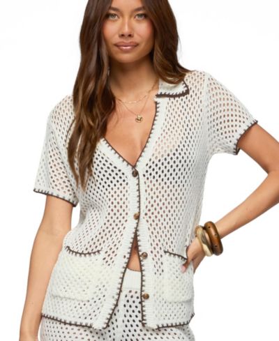 Женский кроп-топ Edikted Rocca Contrast Button Up Crochet