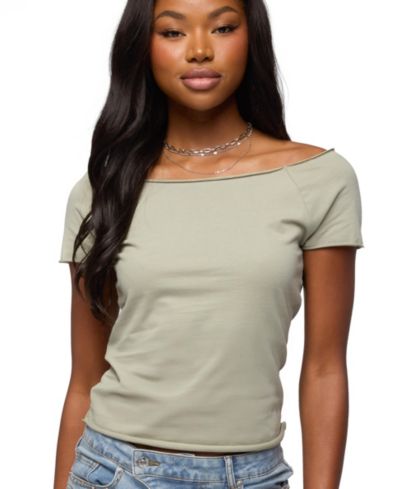 Edikted Women's Kamalah Boat Neck Cotton T Shirt