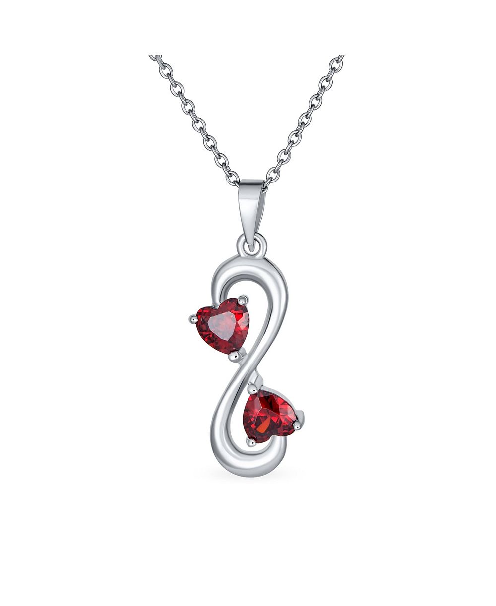 Bling Jewelry подвеска Infinity Hearts с рубиновыми кубиками циркония и серебром