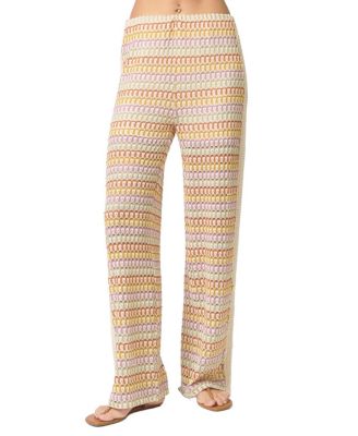 Central Park West Women's Celine Rainbow Crochet Mid Rise Pants