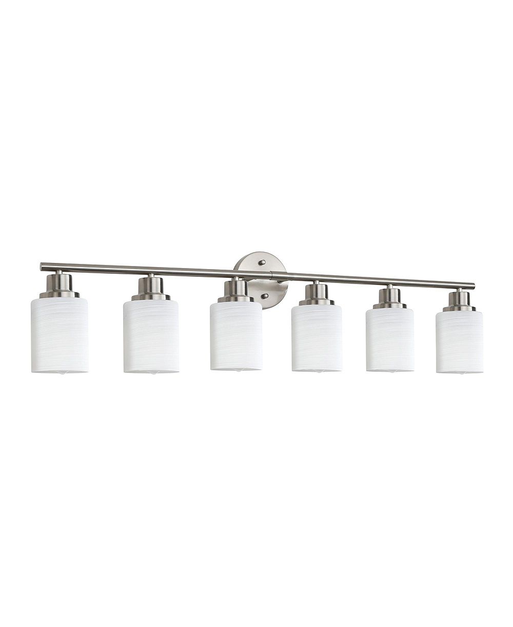 BUSDAYS 39 Inch Modern 6 Light Vanity Wall Sconce Brushed with Frosted Glass Shades for Bathroom or Hallway Lighting No Bulbs