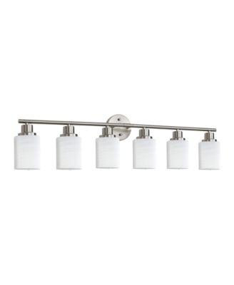 BUSDAYS 39 Inch Modern 6 Light Vanity Wall Sconce Brushed with Frosted Glass Shades for Bathroom or Hallway Lighting No Bulbs
