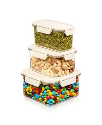 Sorbus 3-Piece Assorted Snap Lids Airtight Food Storage Container Set - Clear Stackable Canister for Pantry, Rice, Pasta, Cereal and Snacks