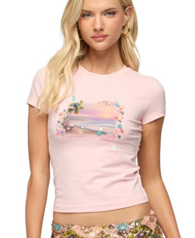 Edikted Women's Beach Babe Sequin T Shirt