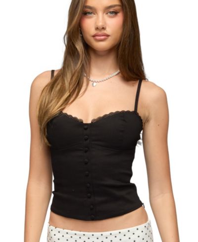 Edikted Women's Helenna Button Front Lace Up Top