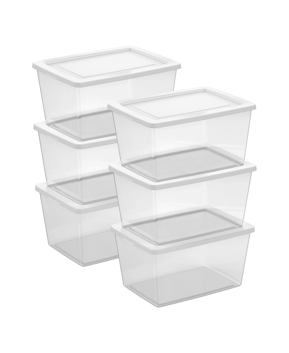 Sterilite 58 Quart Storage Boxes, Plastic Containers with Lid, Set of 6