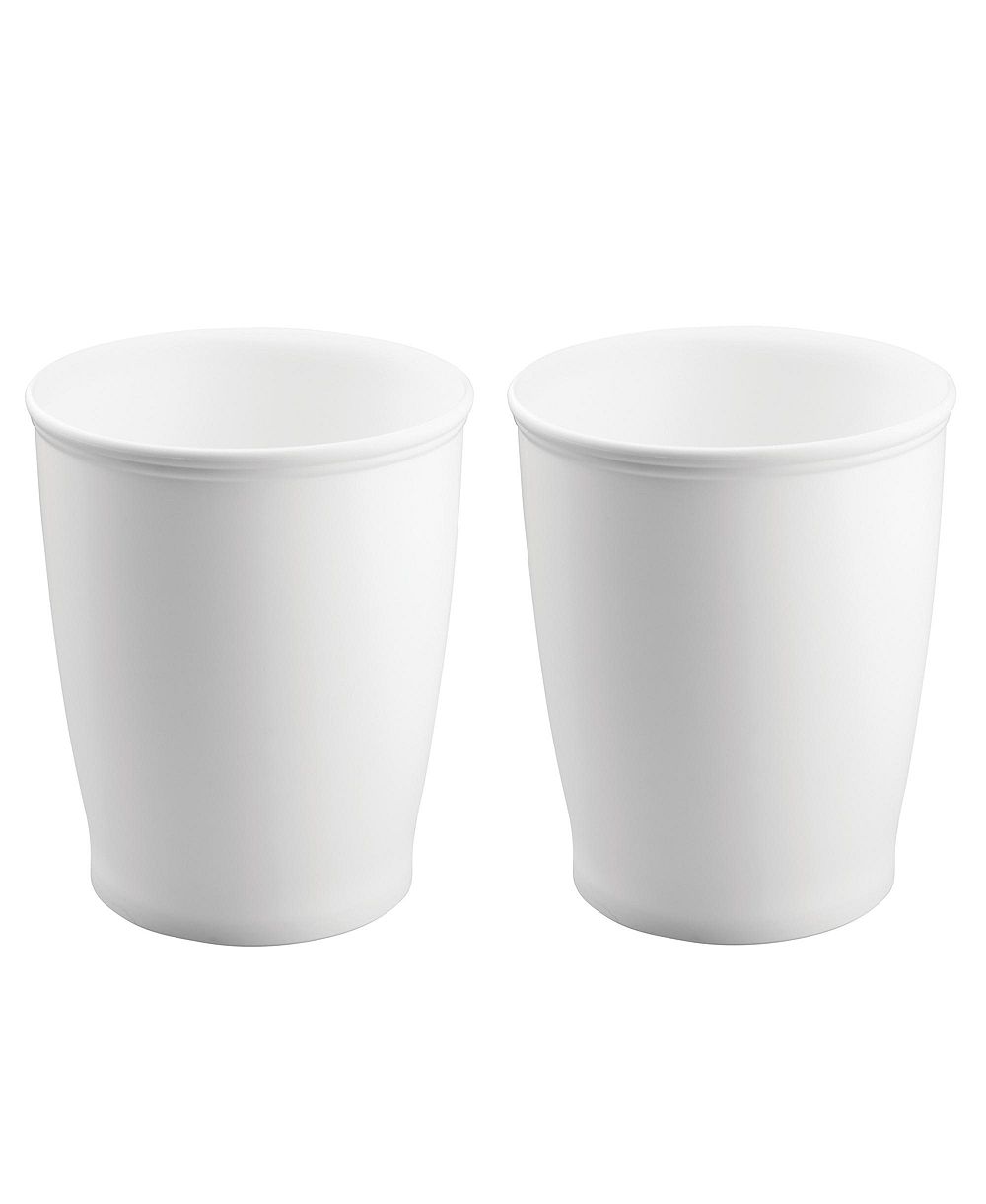 iDesign Small Plastic Round Bathroom Trash Can, 2-Pack