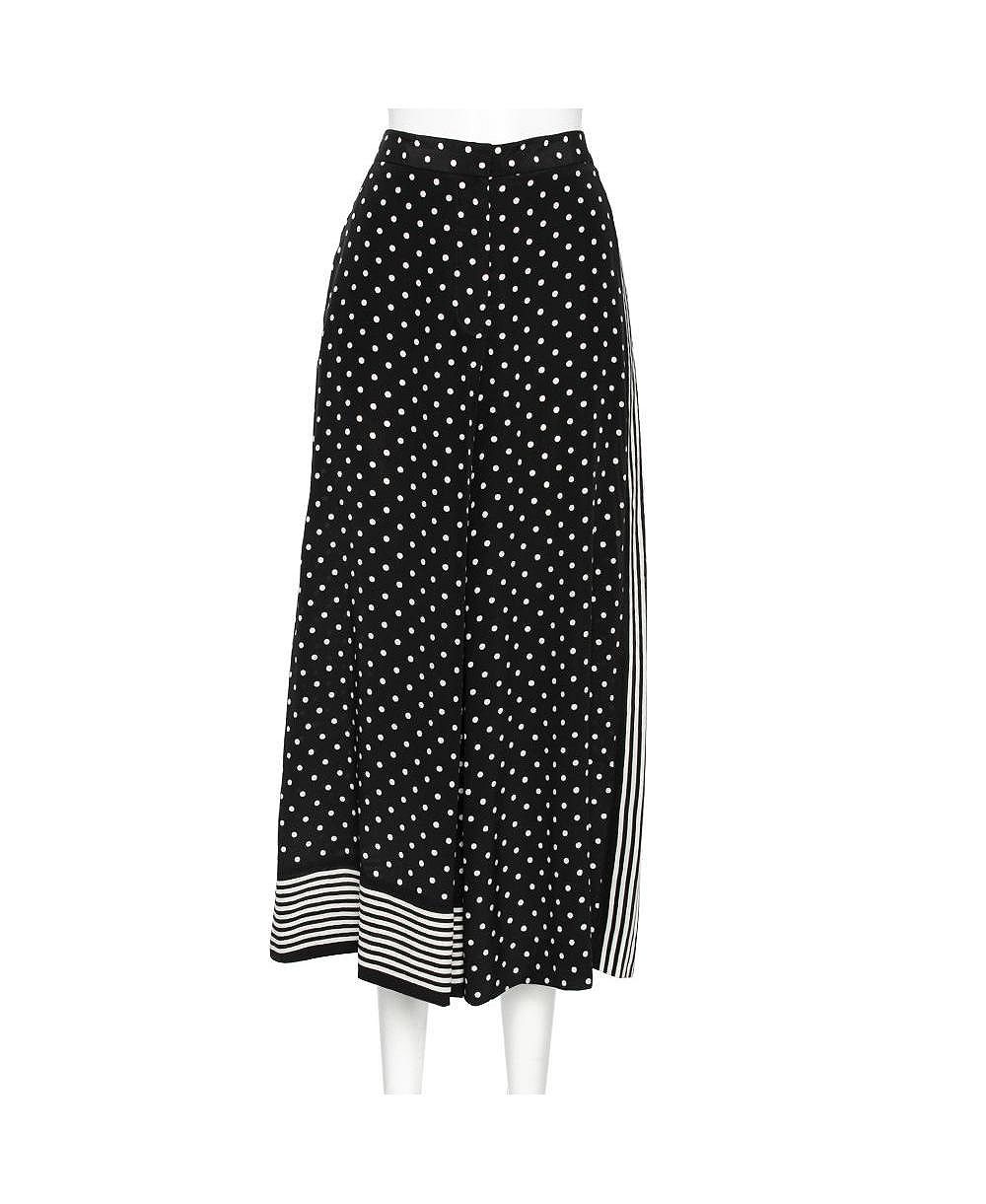 Pre-Owned Stella Mccartney Women's Monochrome Polka Dotted Silk Wide Leg Pants