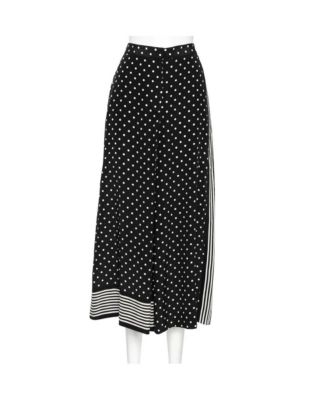 Pre-Owned Stella Mccartney Women's Monochrome Polka Dotted Silk Wide Leg Pants