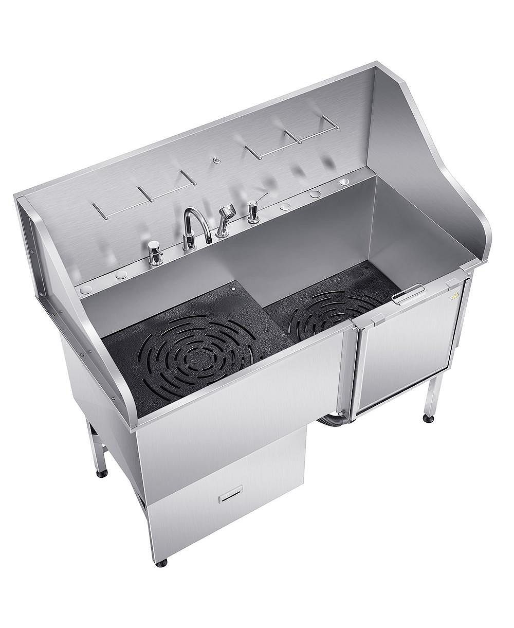 RUIE 61 inch Stainless Steel Dog Washing Station Foldable Ramp Door 440 lb