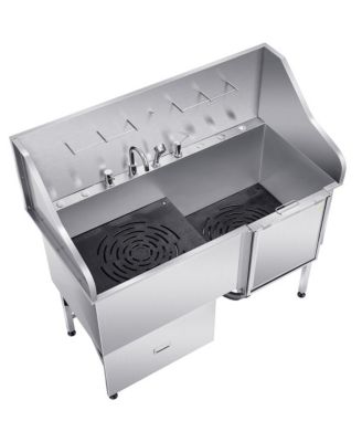 RUIE 61 inch Stainless Steel Dog Washing Station Foldable Ramp Door 440 lb