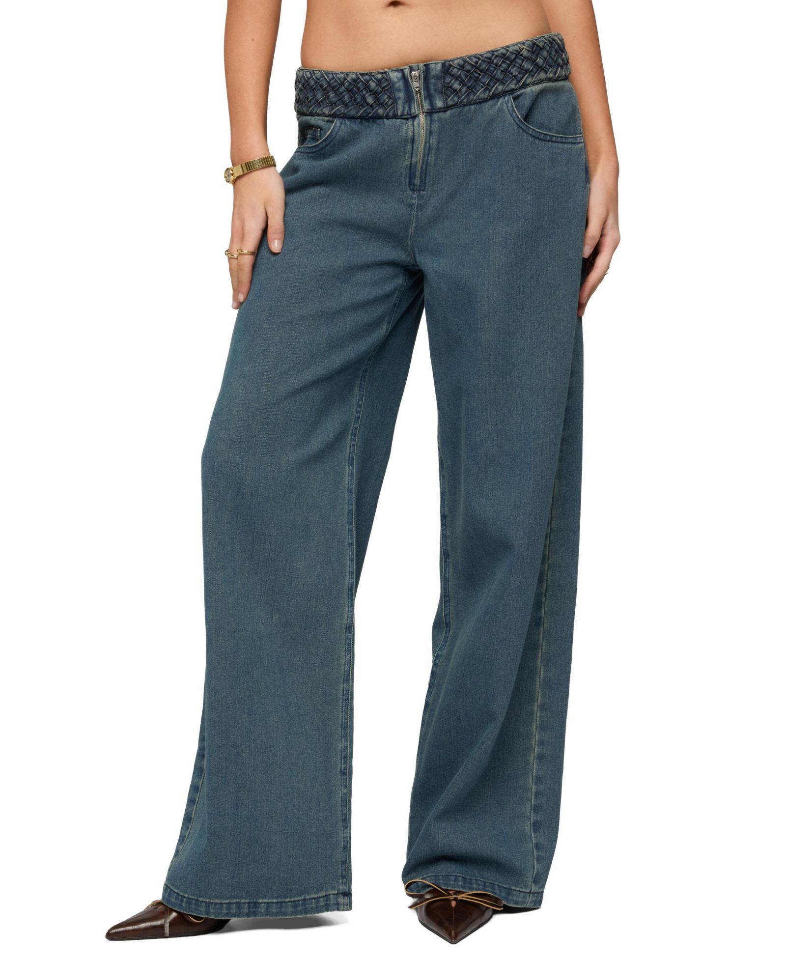 Женские широкие джинсы Edikted Braidey Low Rise Baggy