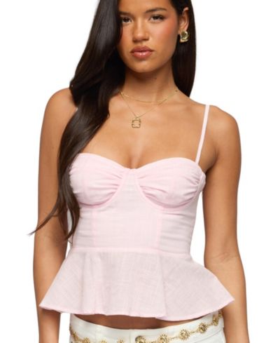 Edikted Women's Peplum Linen Look Tank Top