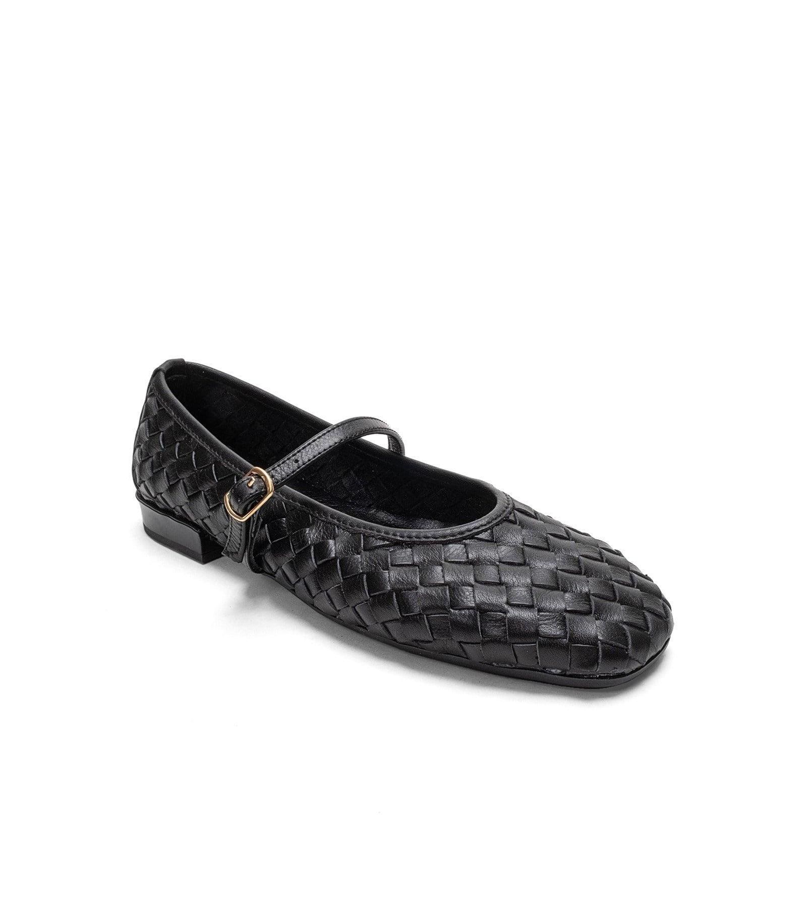 Forever & Always Shoes Women's Yevora Leather Woven Strap Ballet Flat
