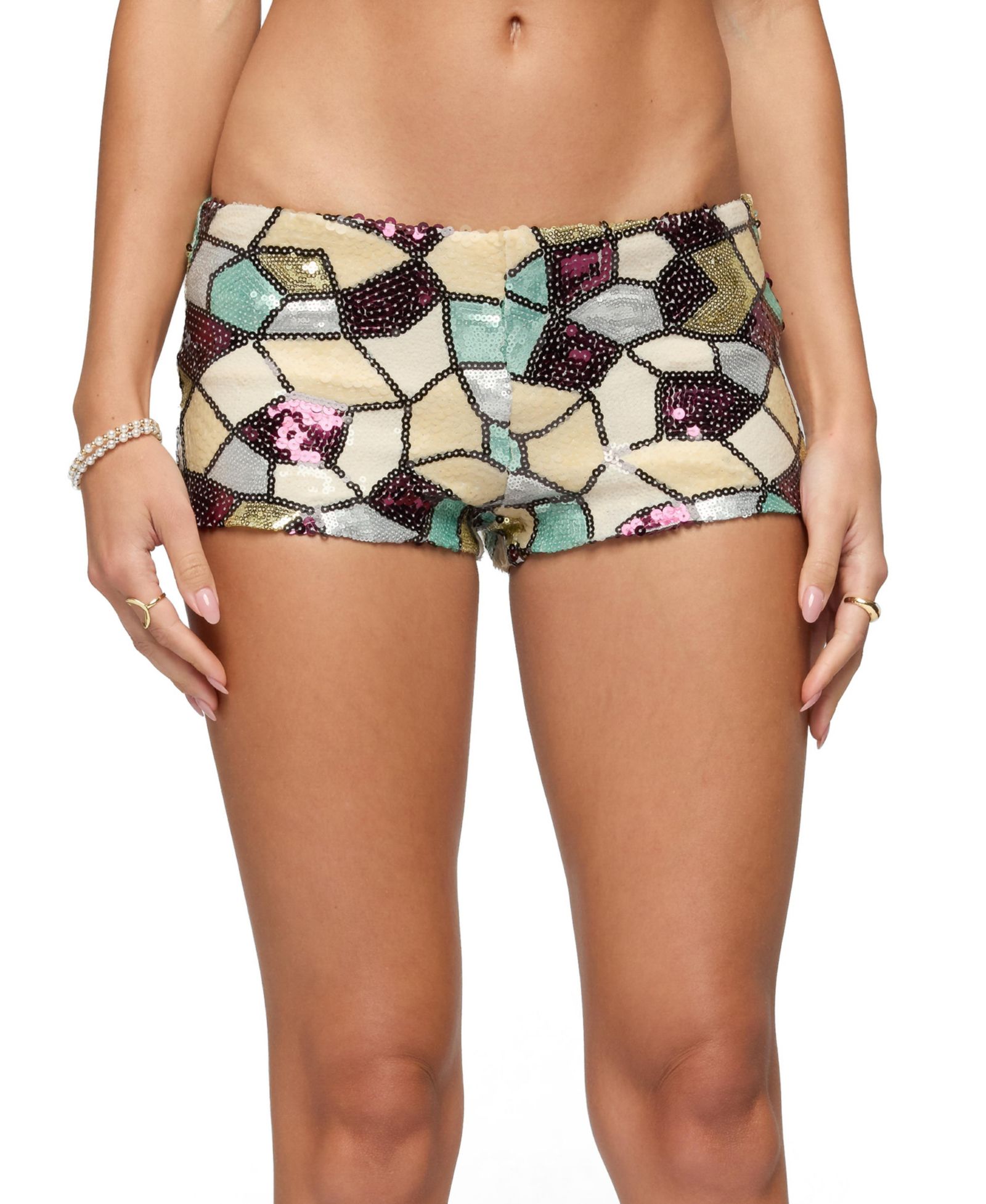 Edikted Women's Tatianna Mixed Sequin Micro Shorts