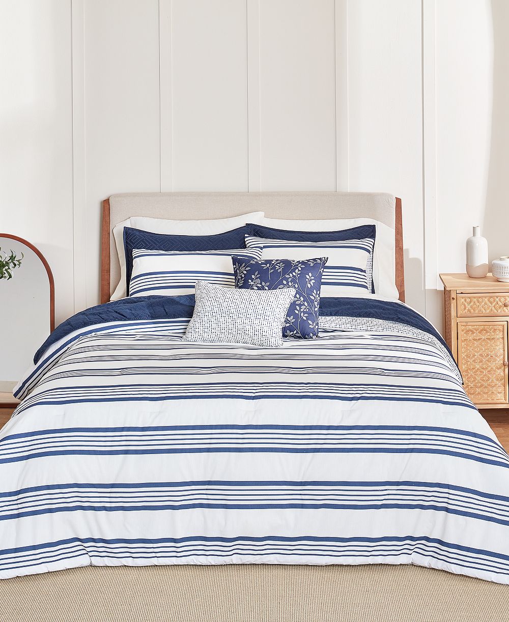 Anne Klein Archer Stripe Cotton Blend комплект из 5 предметов для застила кровати, Full/Queen