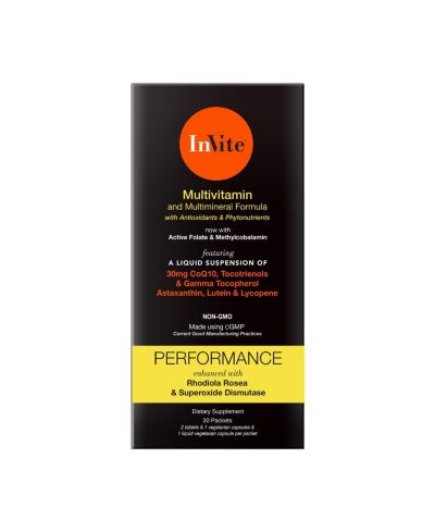InviteHealth Performance Multivitamin 30 Day VitaPak Regimen 2 Tablets, 1 Vegetarian Capsule and 1 Vegetarian Liquid Capsule per VitaPak