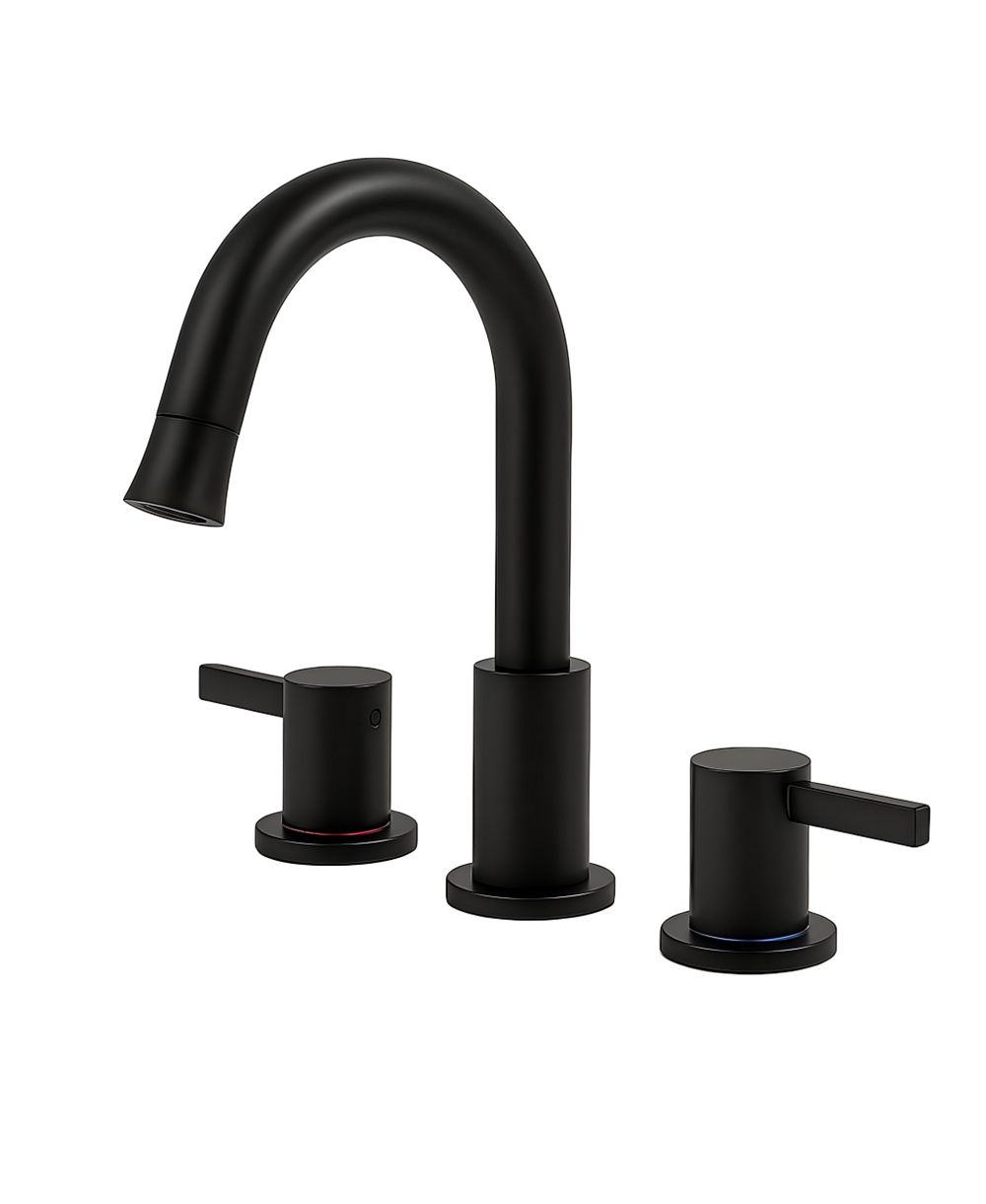 PHYING 8-Inch Widespread Bathroom Faucet, 2-Handle 3-Hole with 360degree(s) Pull-Down Sprayer and Pop-Up Drain, Brushed Nickel