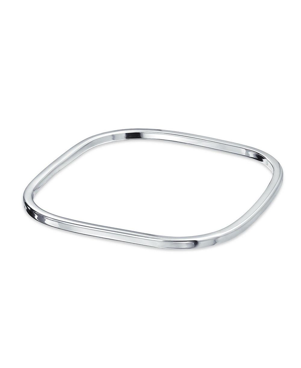 Bling Jewelry Modern Shinny Stackable Square Bangle Bracelet Soid .925 Sterling Silver