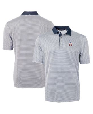 Мужская рубашка-поло Cutter & Buck Navy Los Angeles Dodgers Americana Logo Virtue Eco Pique Stripe
