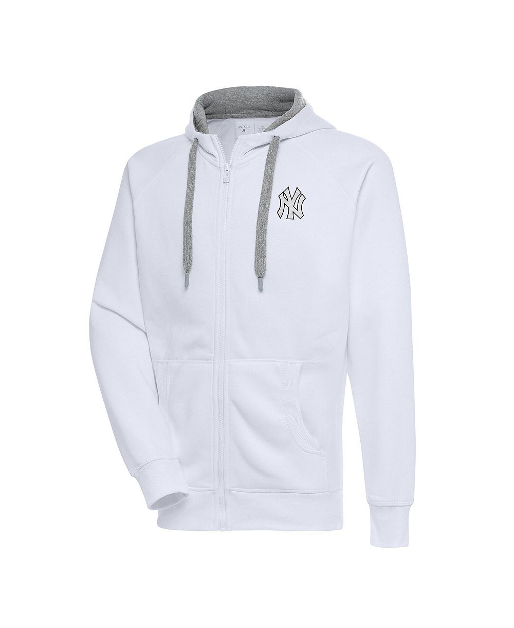 Мужская толстовка-худи Antigua White New York Yankees Metallic Victory Full-Zip