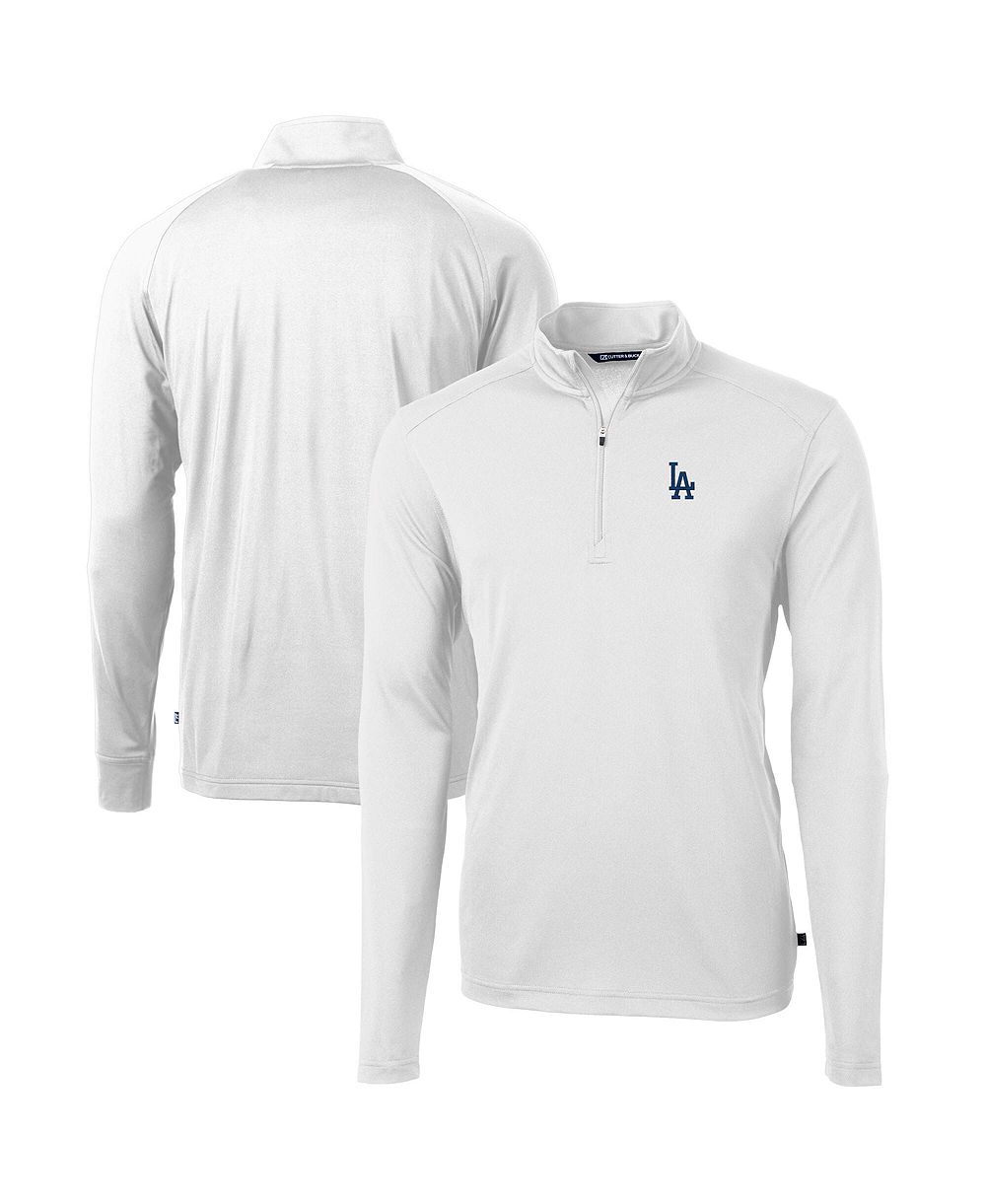Мужская толстовка Cutter & Buck White Los Angeles Dodgers Virtue Eco Pique Quarter-Zip Pullover Sweatshirt