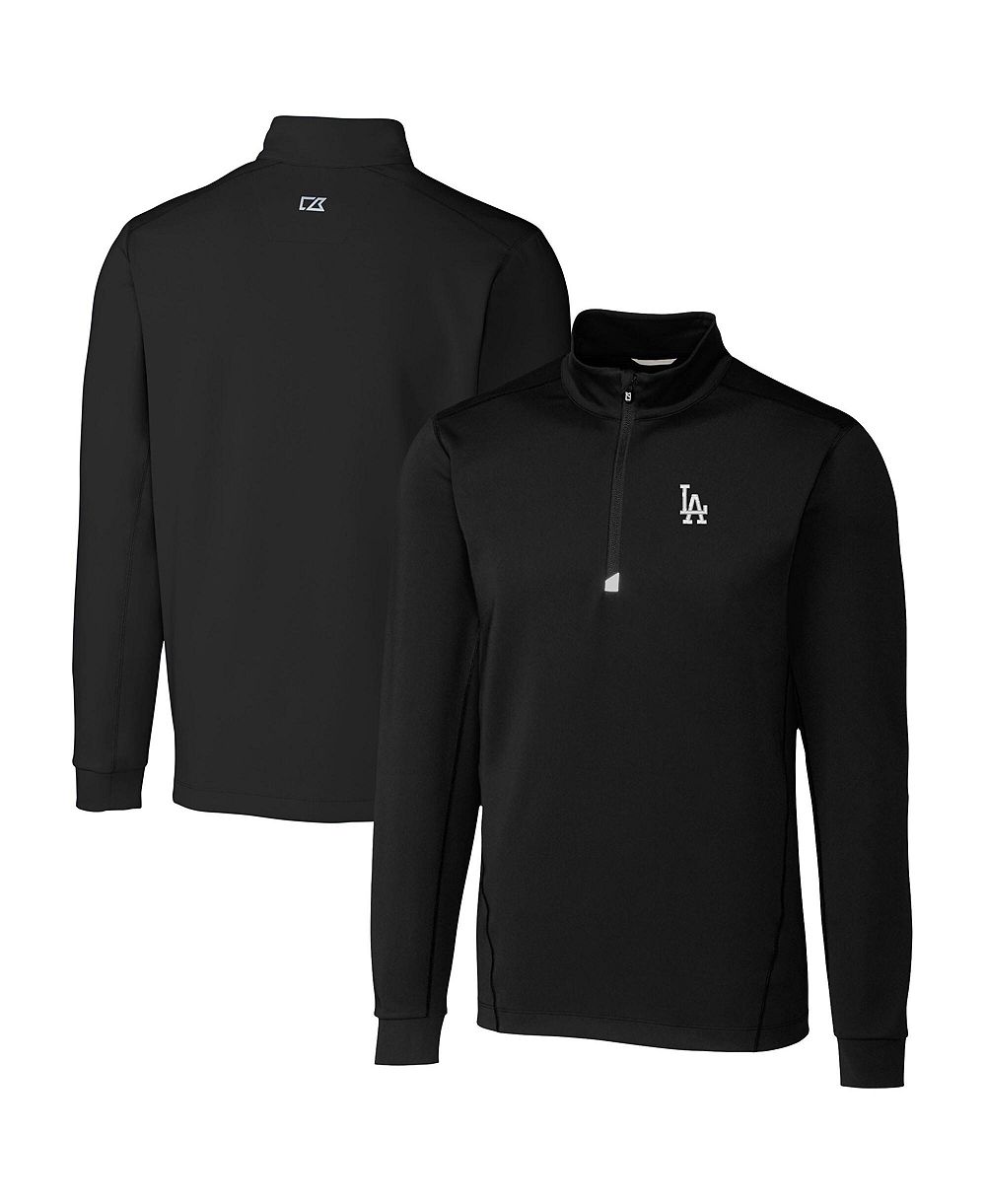 Мужской свитшот Cutter & Buck Black Los Angeles Dodgers Big & Tall Traverse Stretch Quarter-Zip Pullover