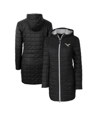 Женская куртка Cutter & Buck Black Philadelphia Eagles Gridiron Classics Logo Rainier PrimaLoft Eco Insulated Hooded Long Coat