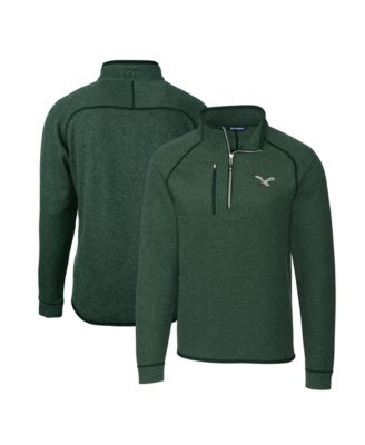 Мужской джемпер Cutter & Buck Heather Green Philadelphia Eagles Gridiron Classics Big & Tall Mainsail Sweater-Knit Half-Zip Pullover Jacket