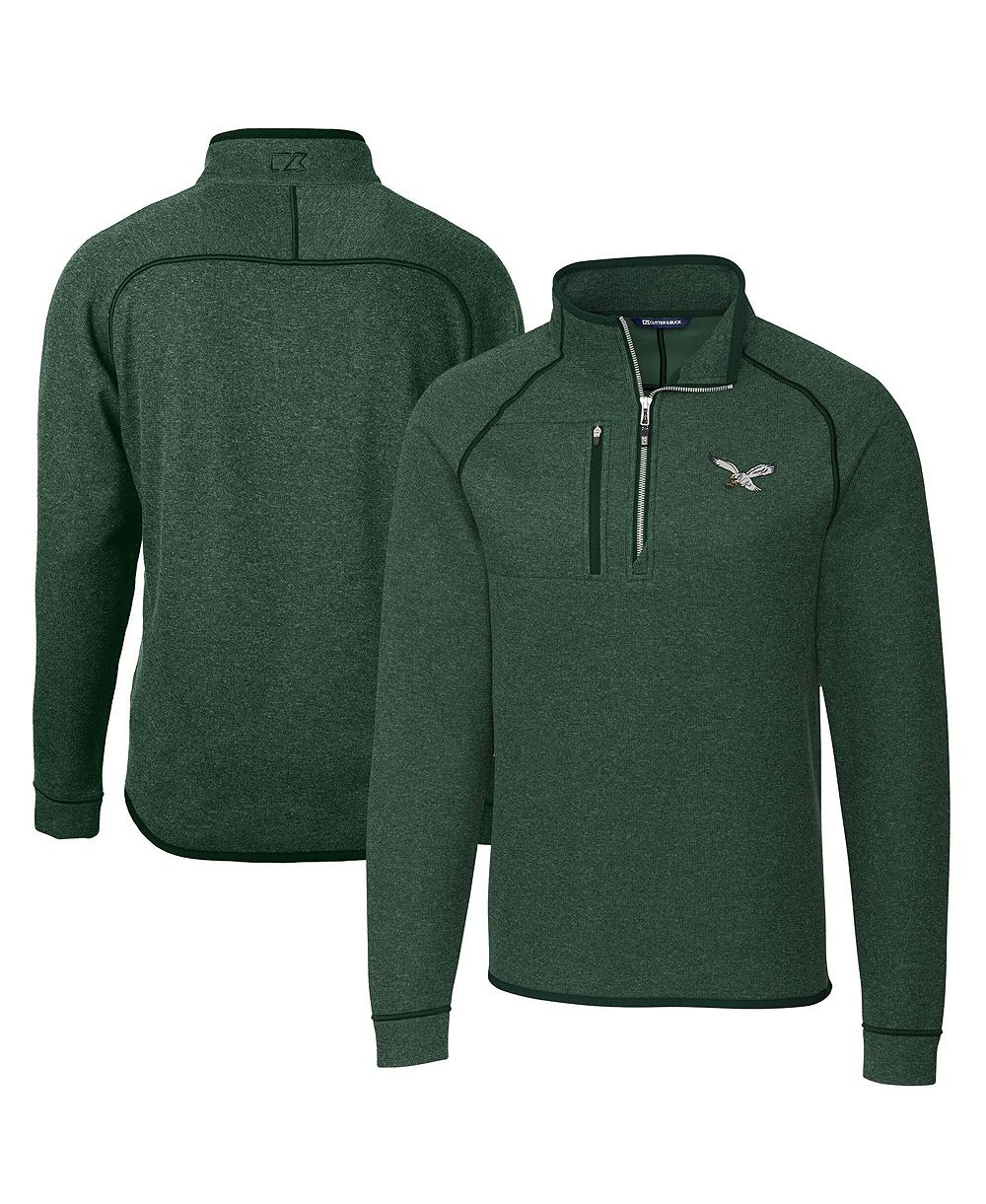 Мужской джемпер Cutter & Buck Philadelphia Eagles Mainsail Heather Green с полумолнией