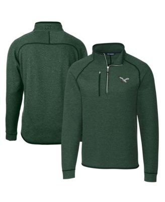 Cutter & Buck Men's Heather Green Philadelphia Eagles Mainsail Sweater-Knit Half-Zip Pullover Jacket