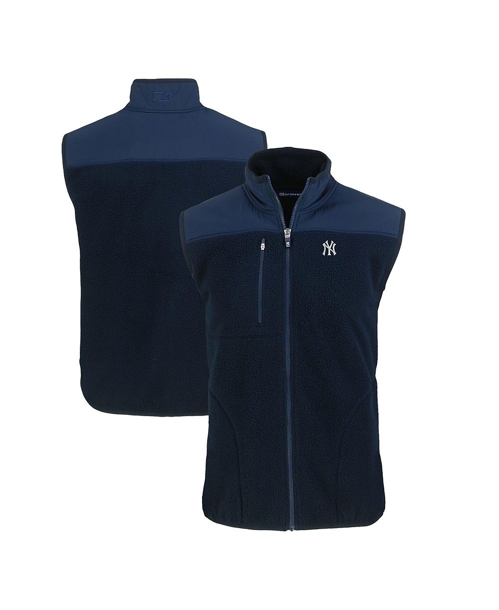 Cutter & Buck Men's Navy New York Yankees Big & Tall Cascade Eco Sherpa Fleece Full-Zip Vest