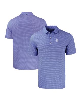 Мужская рубашка-поло Cutter & Buck Royal/White Los Angeles Dodgers Big & Tall Forge Eco Double Stripe Stretch